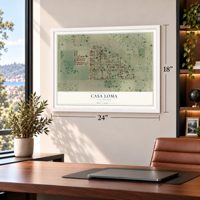 Casa Loma, California map, 18 x 24 inch print in a white frame in a home office