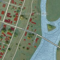 Second close-up of the map of Cascade, Montana print showing more streets and buildings