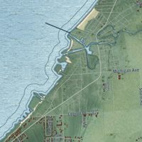 Second close-up of the map of Caseville, Huron County, Michigan print showing more streets and buildings