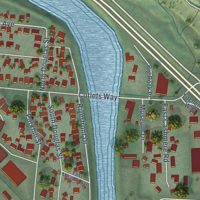 Second close-up of the map of Cashmere, Washington print showing more streets and buildings