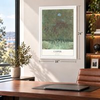 Casper, Wyoming map, 18 x 24 inch print in a white frame in a home office