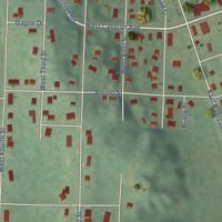 Second close-up of the map of Caspian, Michigan print showing more streets and buildings