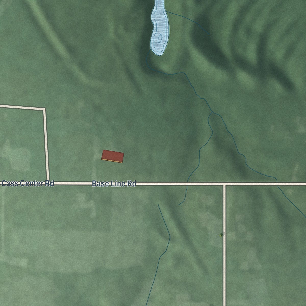 Second close-up of the map of Cass, Indiana print showing more streets and buildings