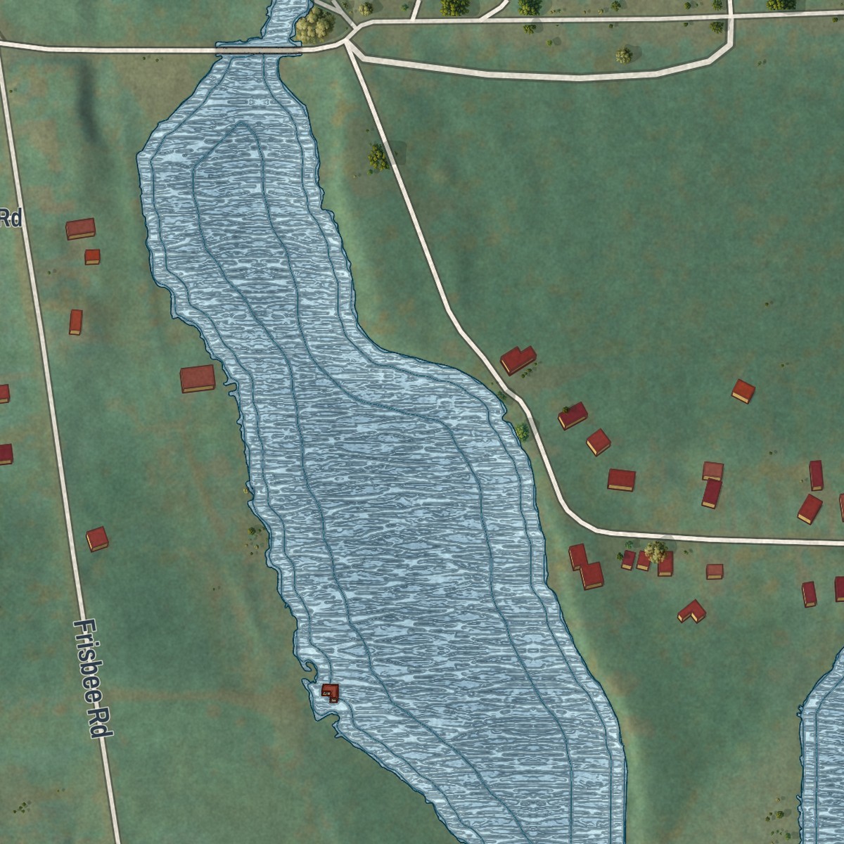 Second close-up of the map of Cassadaga, New York print showing more streets and buildings