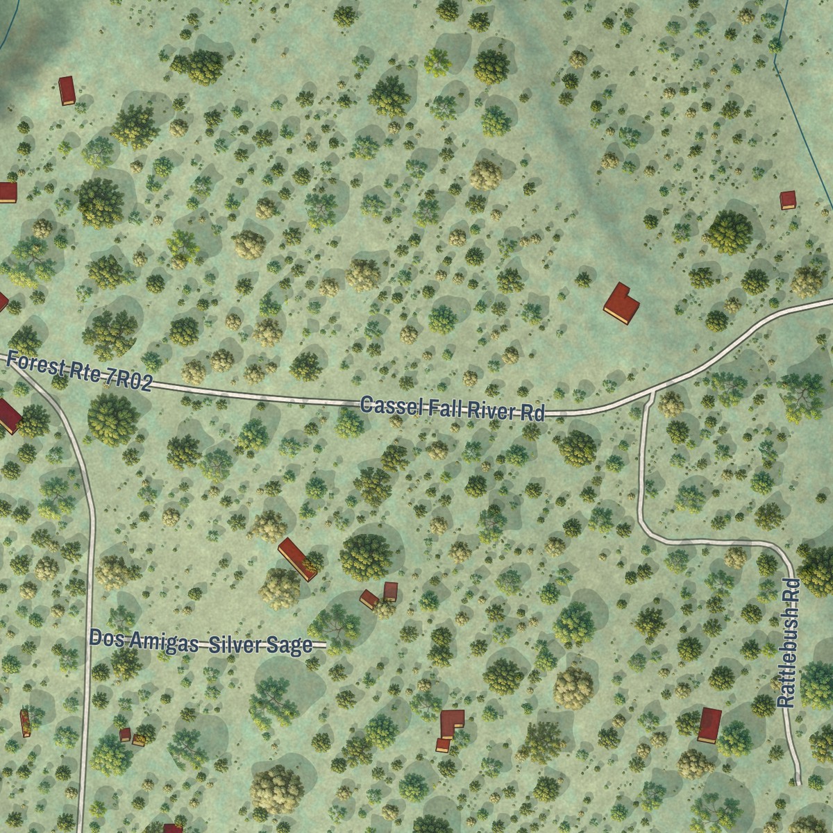 Second close-up of the map of Cassel, California print showing more streets and buildings