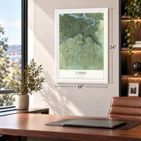 Cassel, California map, 18 x 24 inch print in a white frame in a home office