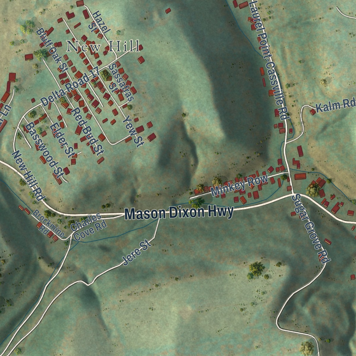 Second close-up of the map of Cassville, West Virginia print showing more streets and buildings