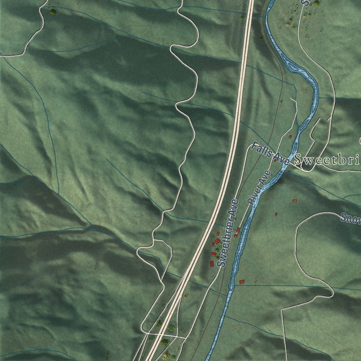 Second close-up of the map of Castella, California print showing more streets and buildings