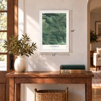 Castella, California map, 12 x 18 inch print in a white frame in an entryway