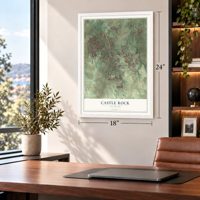 Castle Rock, Colorado map, 18 x 24 inch print in a white frame in a home office