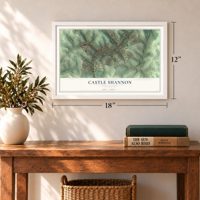 Castle Shannon, Pennsylvania map, 12 x 18 inch print in a white frame in an entryway