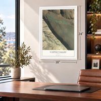 Castle Valley, Utah map, 18 x 24 inch print in a white frame in a home office
