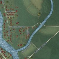 Second close-up of the map of Catahoula, Louisiana print showing more streets and buildings