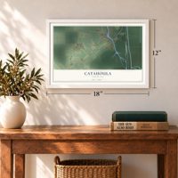 Catahoula, Louisiana map, 12 x 18 inch print in a white frame in an entryway