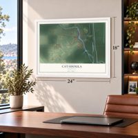 Catahoula, Louisiana map, 18 x 24 inch print in a white frame in a home office
