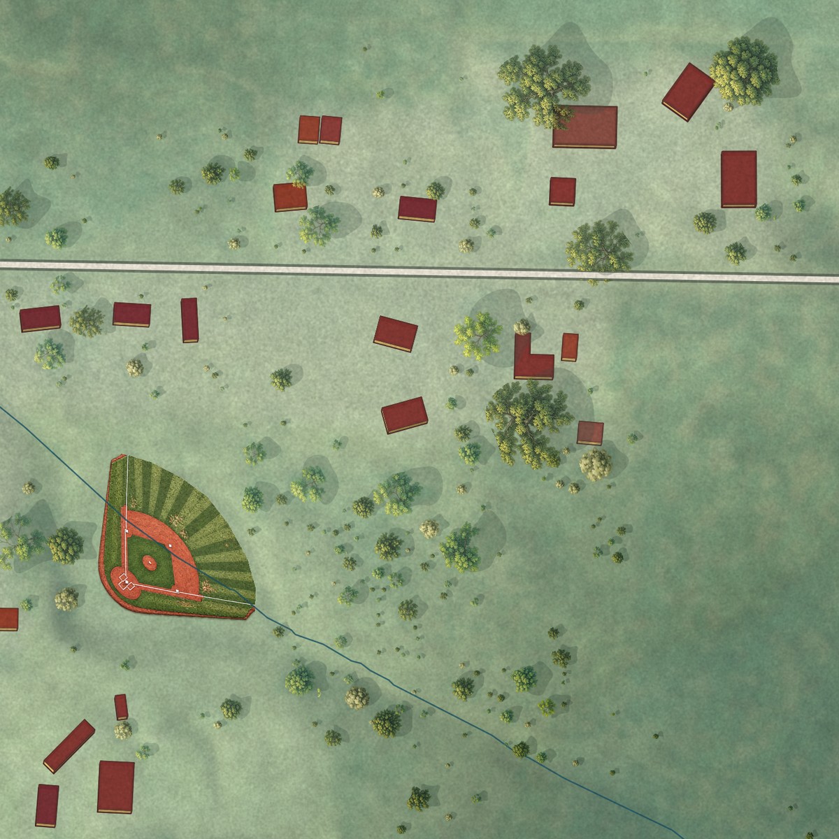 Second close-up of the map of Cataract, Wisconsin print showing more streets and buildings