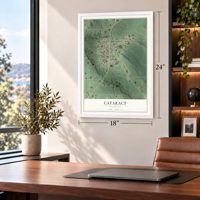 Cataract, Wisconsin map, 18 x 24 inch print in a white frame in a home office