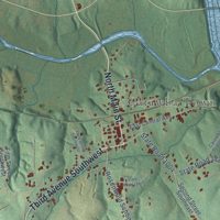 Second close-up of the map of Catawba, North Carolina print showing more streets and buildings
