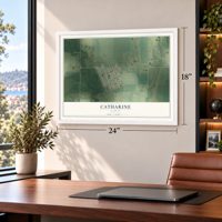 Catharine, Kansas map, 18 x 24 inch print in a white frame in a home office