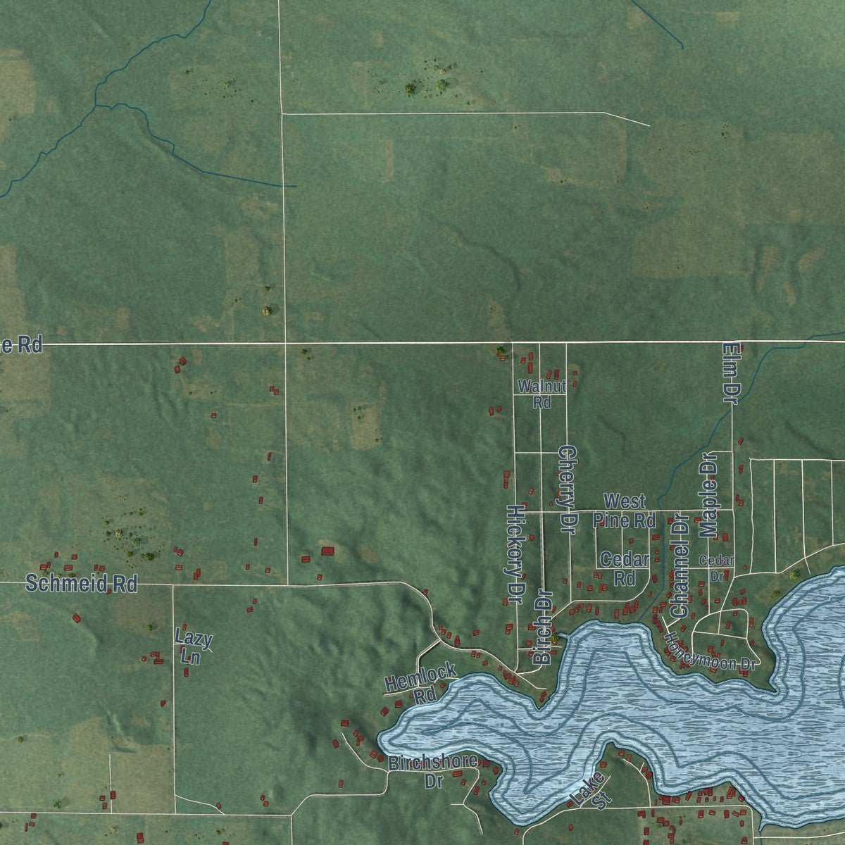 Second close-up of the map of Cato, Michigan print showing more streets and buildings