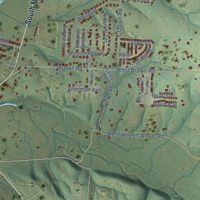 Second close-up of the map of Cave Springs, Arkansas print showing more streets and buildings