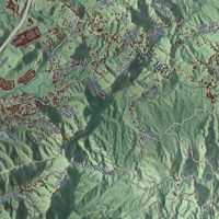 Second close-up of the map of Cayey, Puerto Rico print showing more streets and buildings