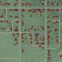 Second close-up of the map of Cayuga, Indiana print showing more streets and buildings
