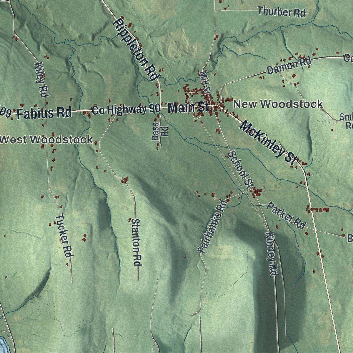 Second close-up of the map of the Town of Cazenovia, New York print showing more streets and buildings