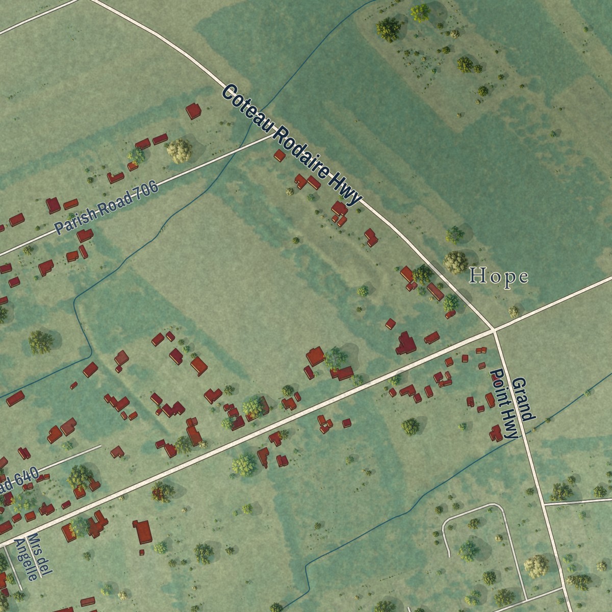 Second close-up of the map of Cecilia, Louisiana print showing more streets and buildings