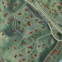 Second close-up of the map of Cedar Bluff, Virginia print showing more streets and buildings