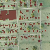 Second close-up of the map of Cedar Bluffs, Nebraska print showing more streets and buildings