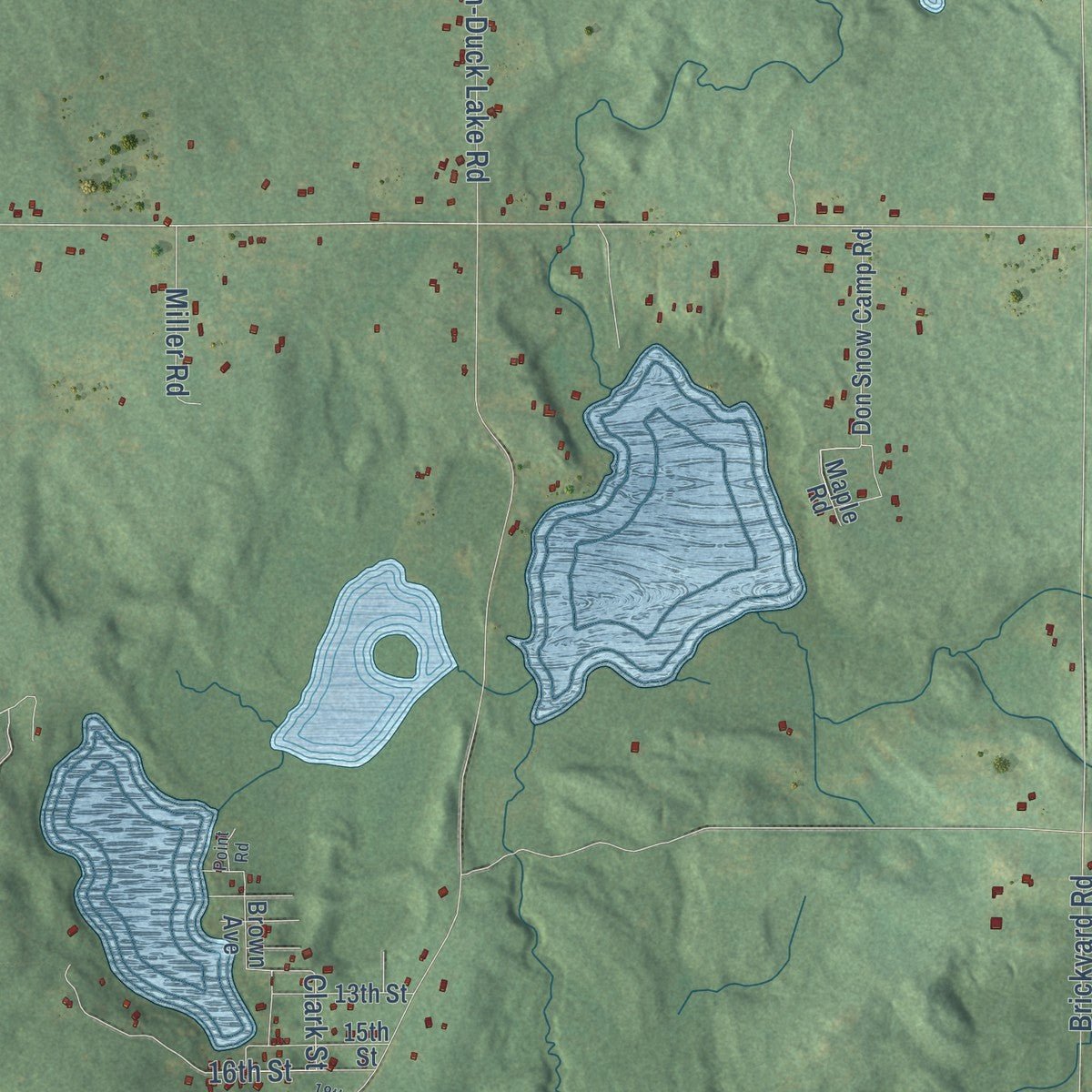Second close-up of the map of Cedar Creek, Muskegon County, Michigan print showing more streets and buildings