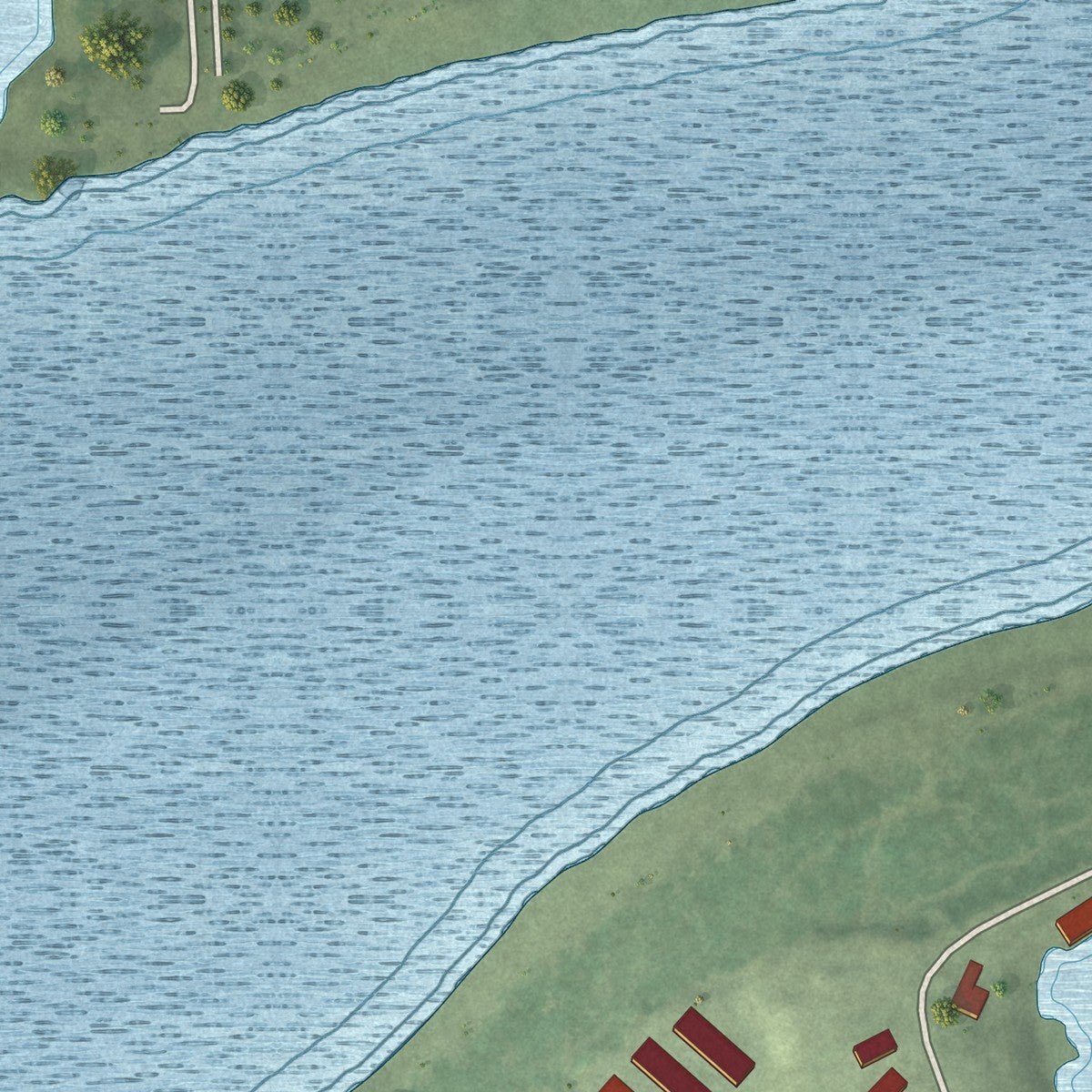 Second close-up of the map of Cedar Creek, Nebraska print showing more streets and buildings