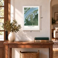 Cedar Creek, Nebraska map, 12 x 18 inch print in a white frame in an entryway