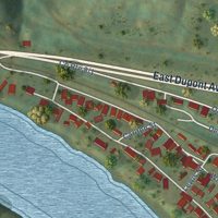 Second close-up of the map of Cedar Grove, West Virginia print showing more streets and buildings