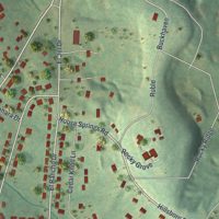 Second close-up of the map of Cedar Hill, Missouri print showing more streets and buildings