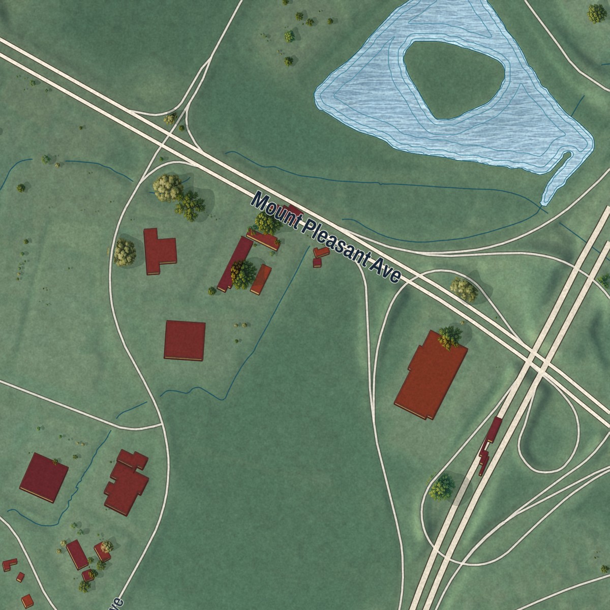 Second close-up of the map of Cedar Knolls, New Jersey print showing more streets and buildings