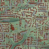 Second close-up of the map of Cedar Mill, Oregon print showing more streets and buildings