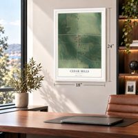 Cedar Mills, Minnesota map, 18 x 24 inch print in a white frame in a home office