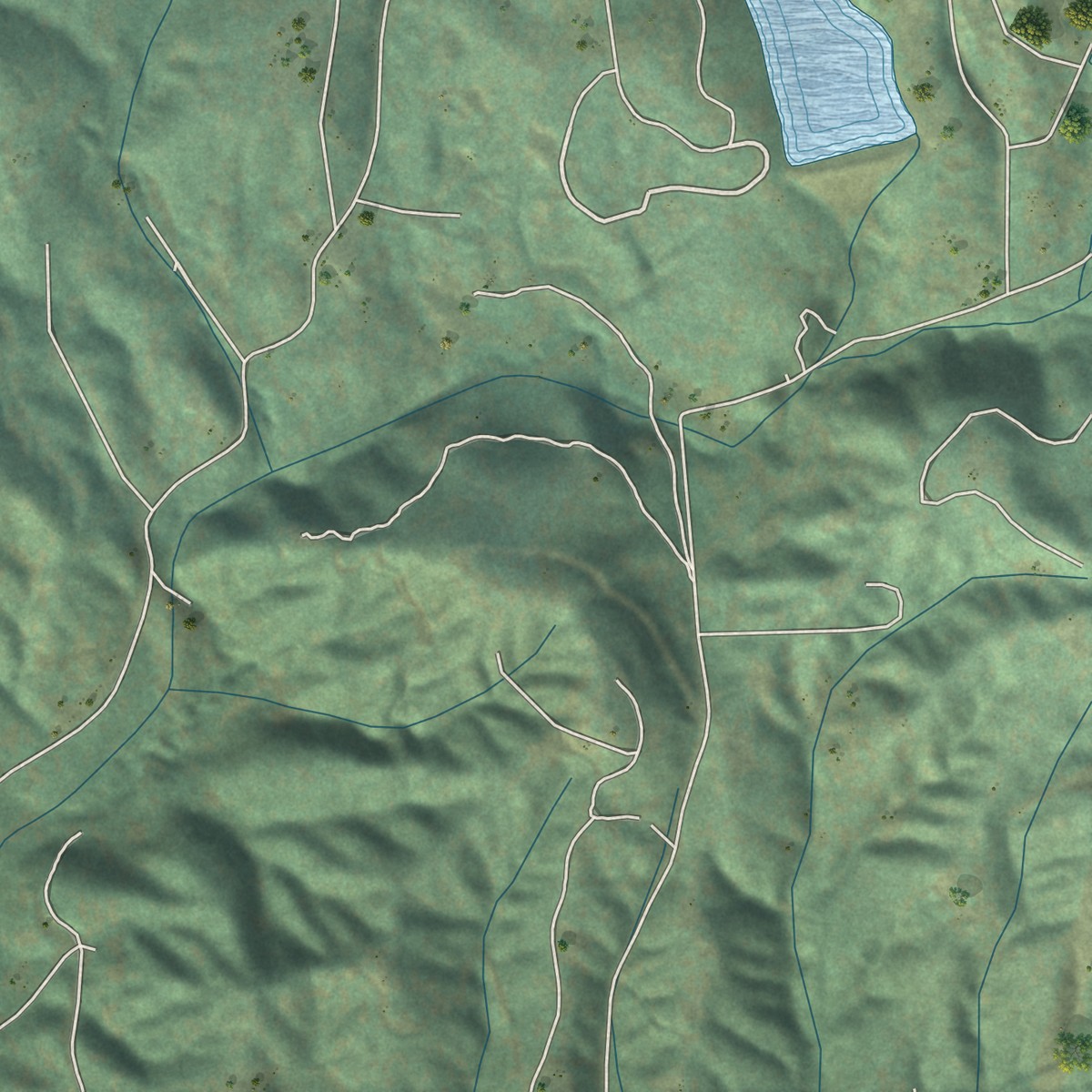 Second close-up of the map of Cedar Ridge, California print showing more streets and buildings