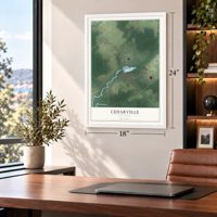 Cedarville, New Jersey map, 18 x 24 inch print in a white frame in a home office