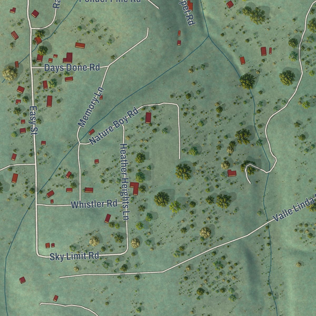 Second close-up of the map of Cedro, New Mexico print showing more streets and buildings