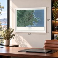 Ceiba, Puerto Rico map, 18 x 24 inch print in a white frame in a home office