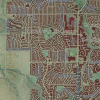 Second close-up of the map of Centennial, Colorado print showing more streets and buildings