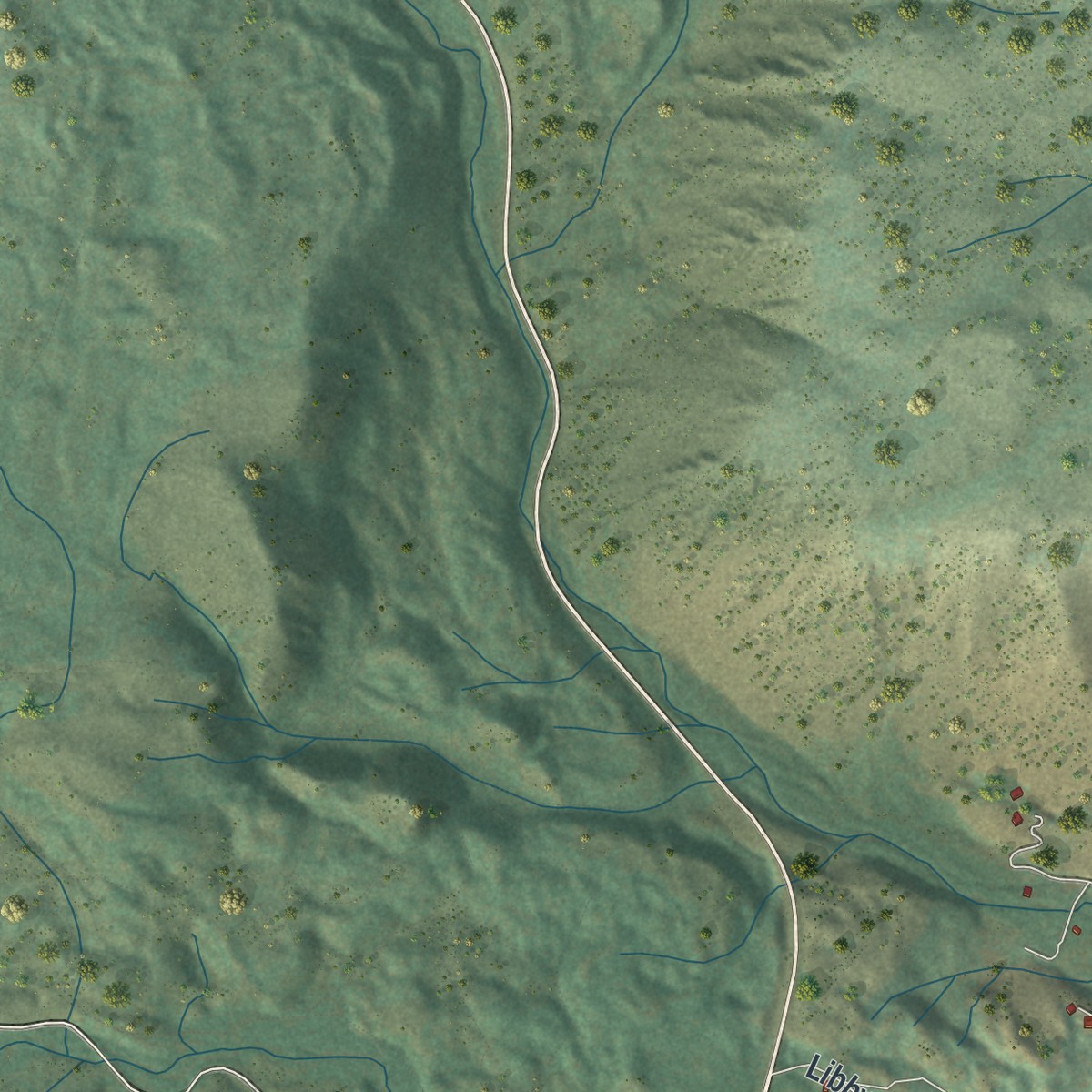 Second close-up of the map of Centennial, Wyoming print showing more streets and buildings