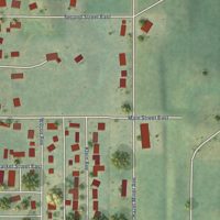 Second close-up of the map of Center, North Dakota print showing more streets and buildings
