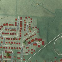 Second close-up of the map of Centerburg, Ohio print showing more streets and buildings