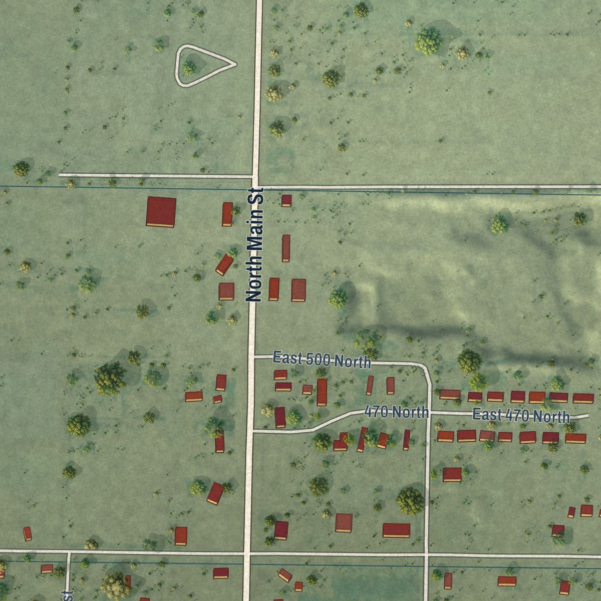 Second close-up of the map of Centerfield, Utah print showing more streets and buildings