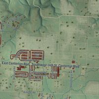 Second close-up of the map of Centerton, Arkansas print showing more streets and buildings