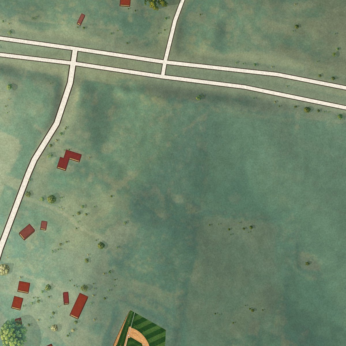 Second close-up of the map of Centertown, Tennessee print showing more streets and buildings